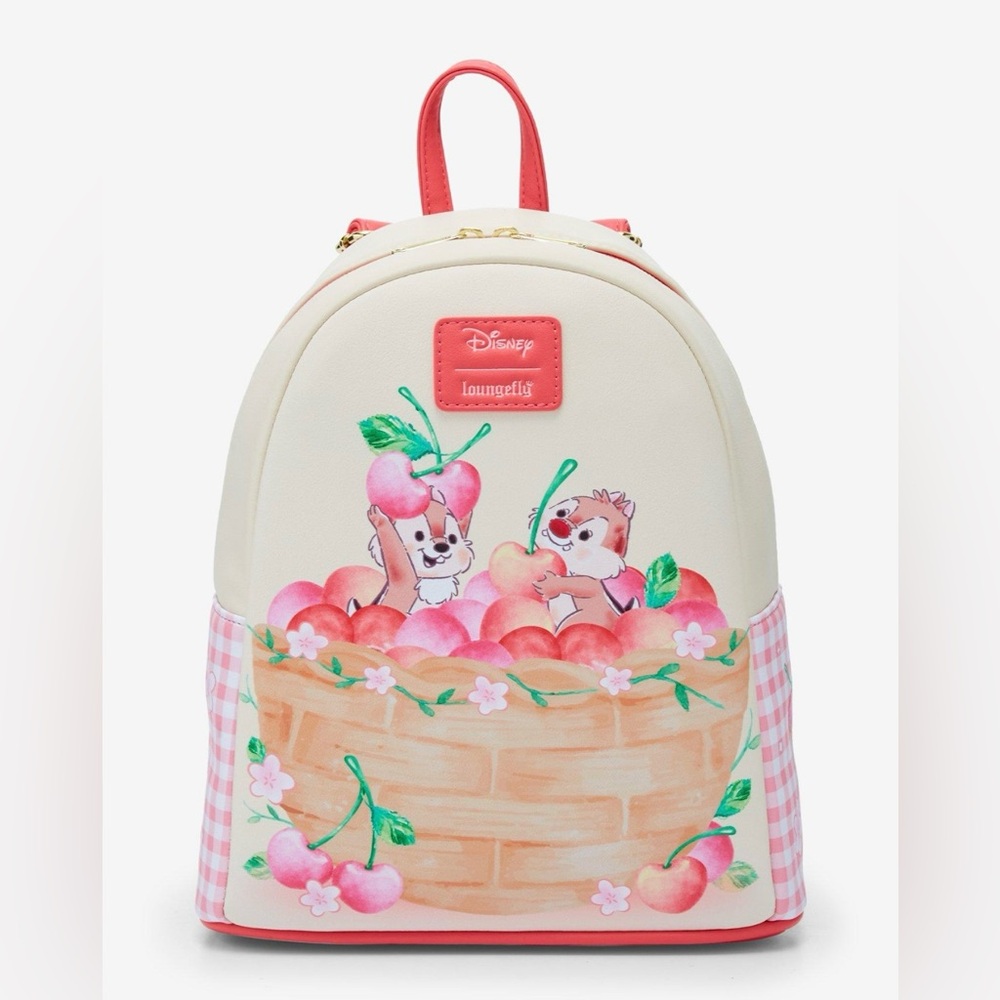 Loungelfy Disney Chip ‘N’ Dale Cherry Basket Mini Backpack New